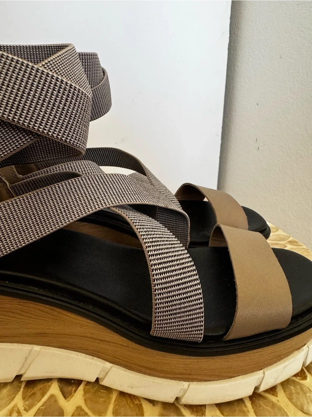 Sorel Joanie III Taupe  Sport Strap Wedge Sandals size 8.5